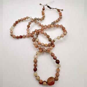32” of stunning peach moonstone beaded necklace!
